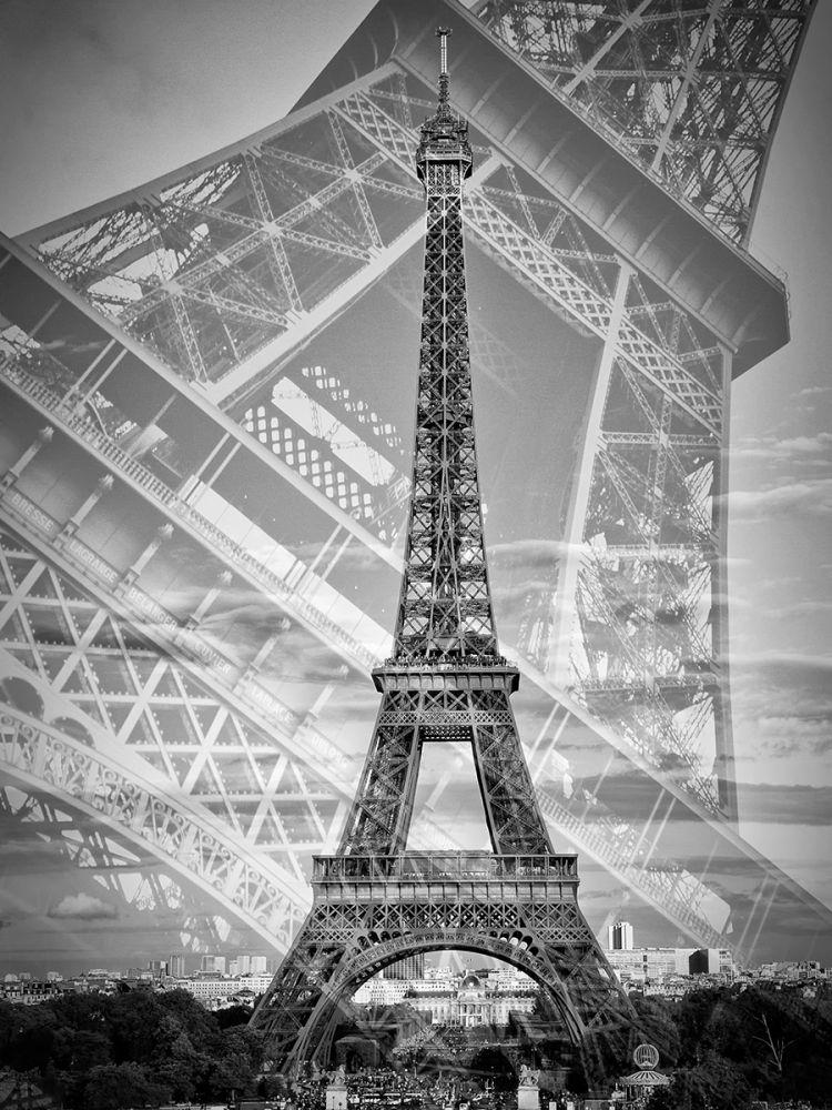 Eiffel Tower Double Exposure II Monochrome