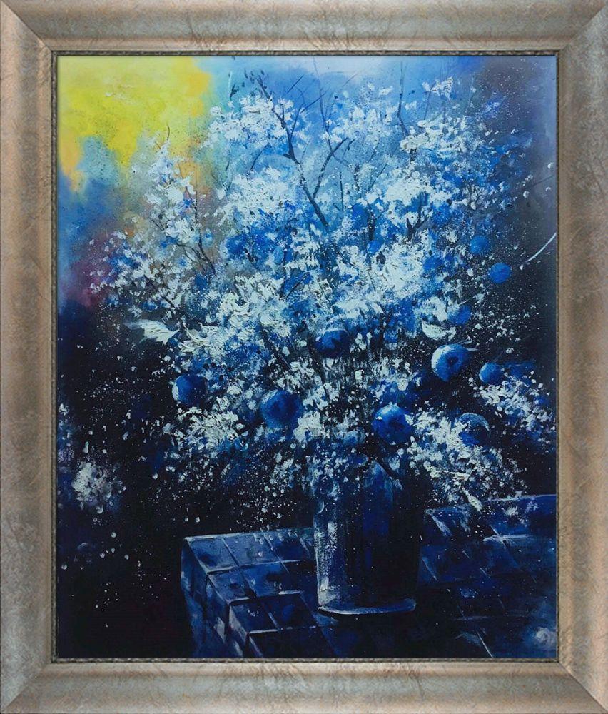 White Flowers 56 Reproduction Pre-Framed - Champage Scoop with Swirl Lip Frame 20"X24"