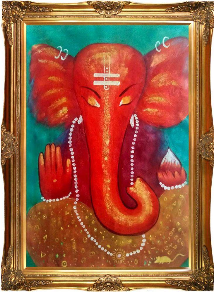 Ganesha Reproduction Pre-Framed - Victorian Gold Frame 24"X36"