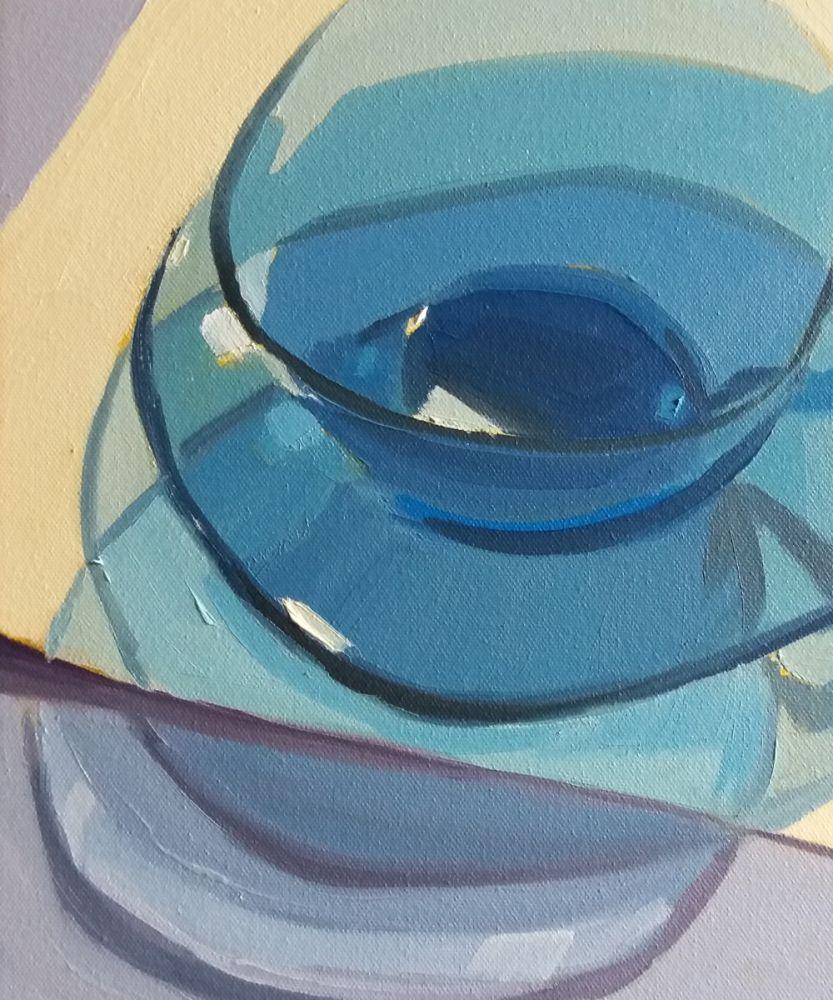 Blue Glass Cup and Saucer