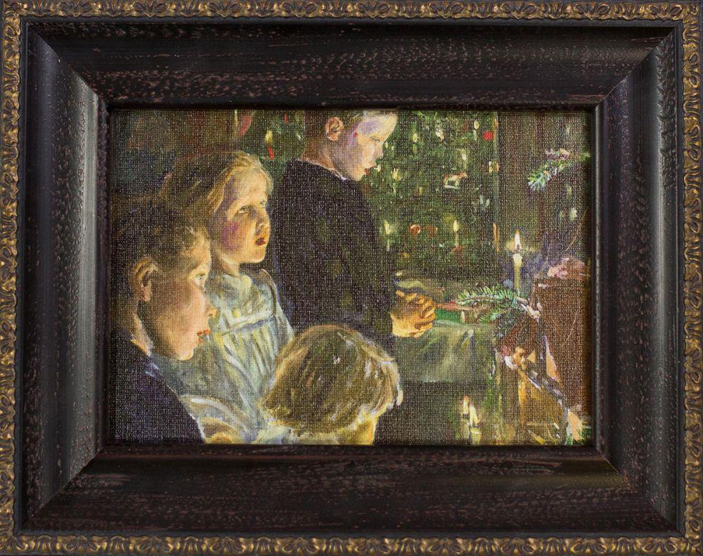 Children by the Christmas Tree Pre-Framed Miniature