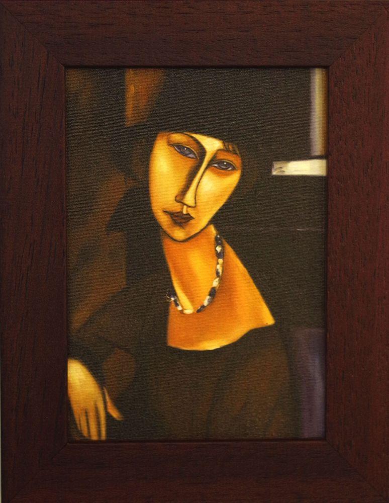 Jeanne Hebuterne with Hat and Necklace Pre-Framed Miniature