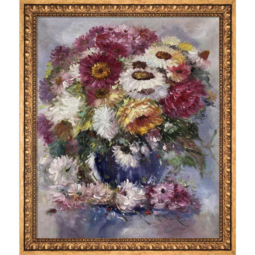 Impressionistic Flowers Pre-framed - Versailles Gold Frame 20" X 24"
