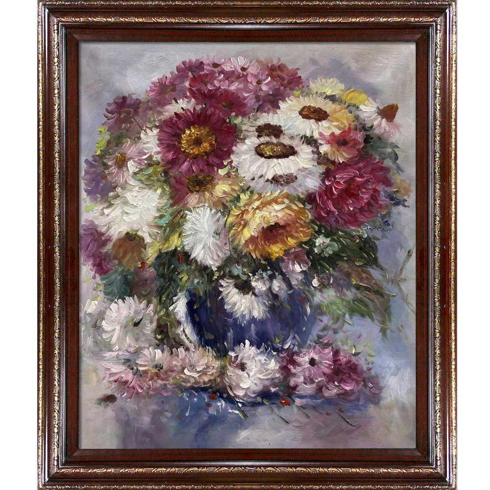 Impressionistic Flowers Pre-framed - Heritage Cherry Frame 20