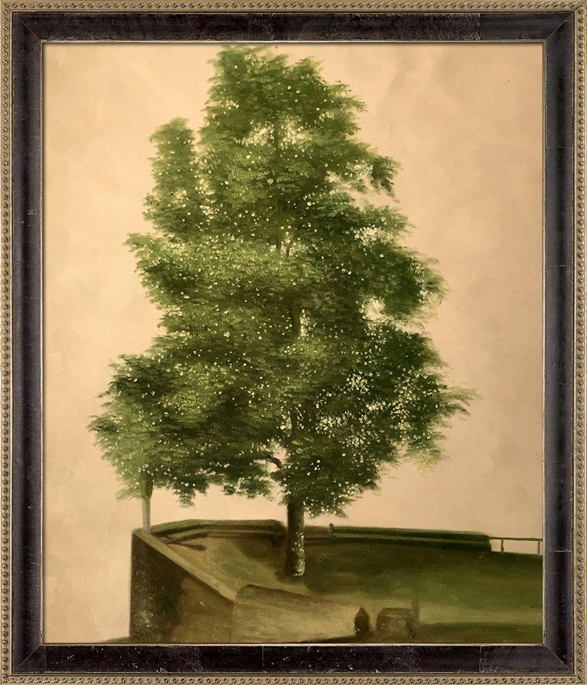 Linden Tree on a Bastion Pre-Framed - Hermitage Cabernet Scooped Frame 20X24