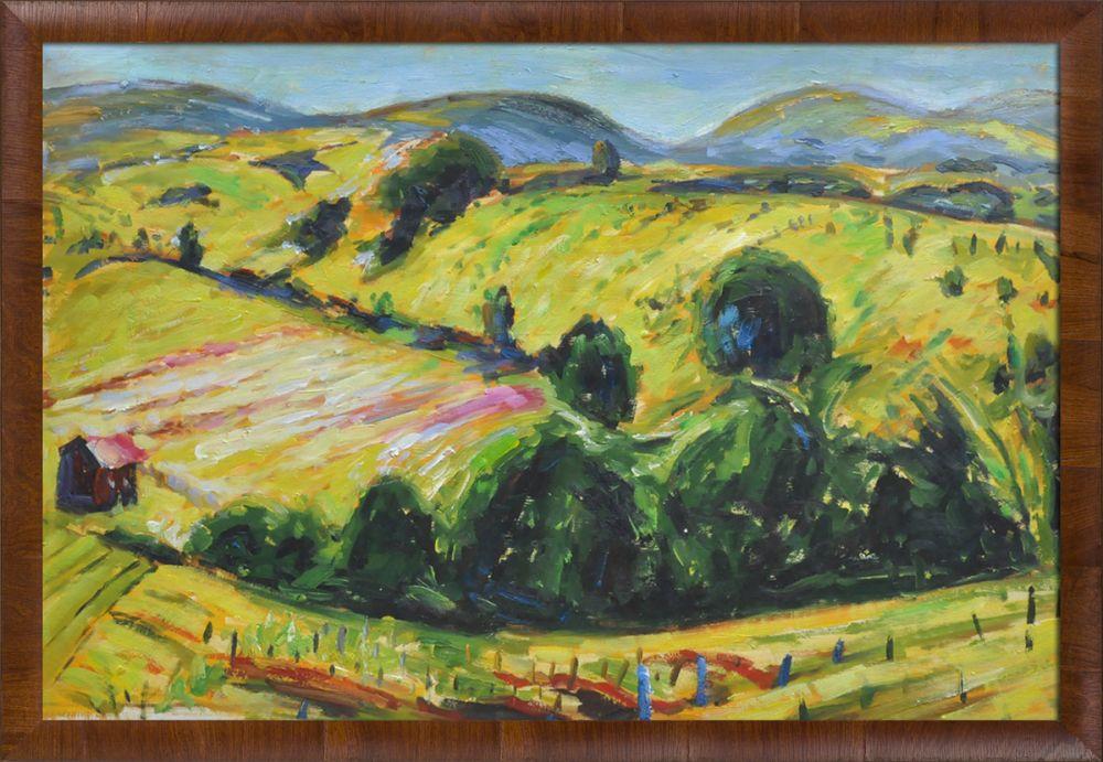 Fauve Landscape with Rolling Hills Pre-Framed - Panzano Olivewood Frame 24" X 36"