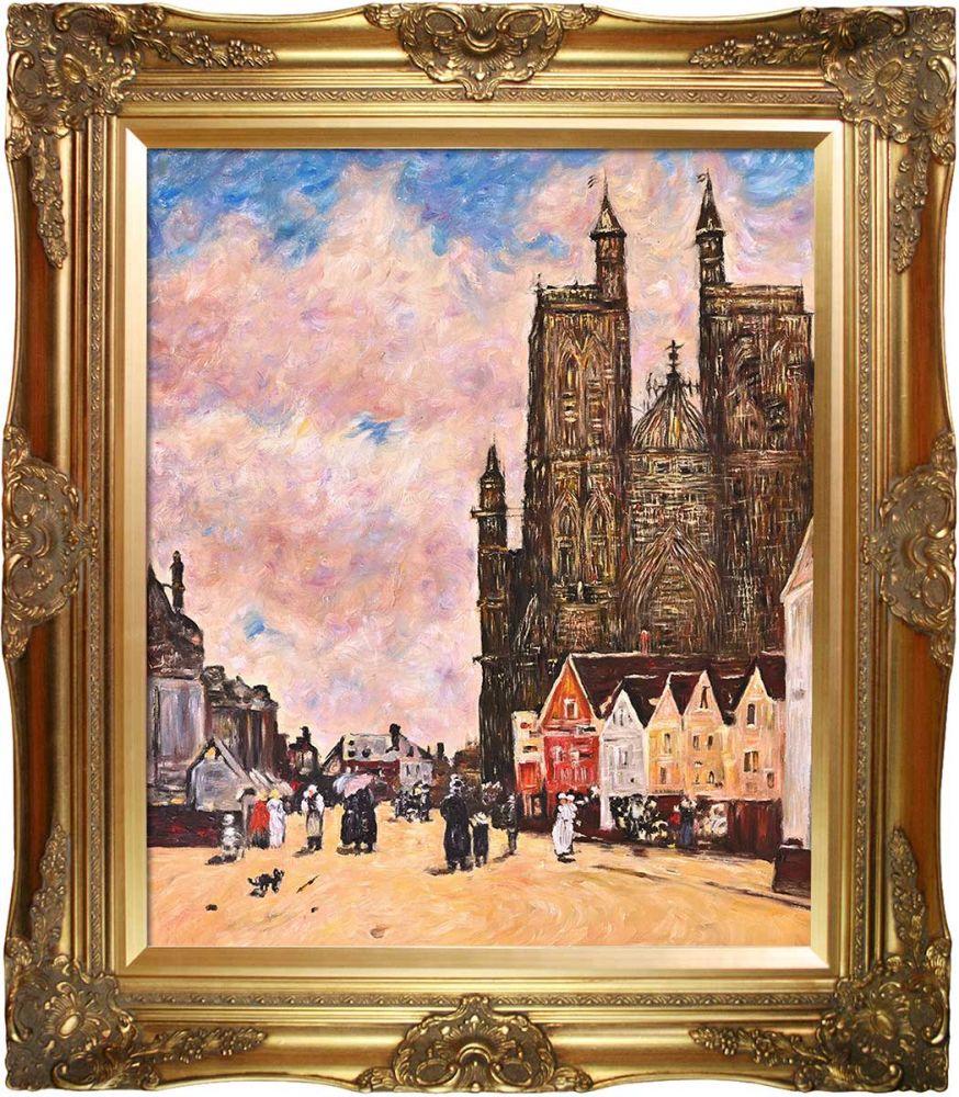 Abbeville, Street and the Church of Saint-Folfran Pre-Framed - Victorian Gold Frame 20"X24"