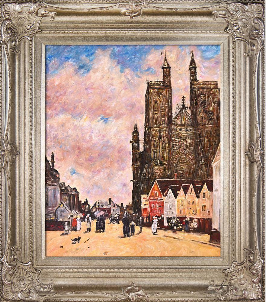 Abbeville, Street and the Church of Saint-Folfran Pre-Framed - Renaissance Champagne Frame 20"X24"