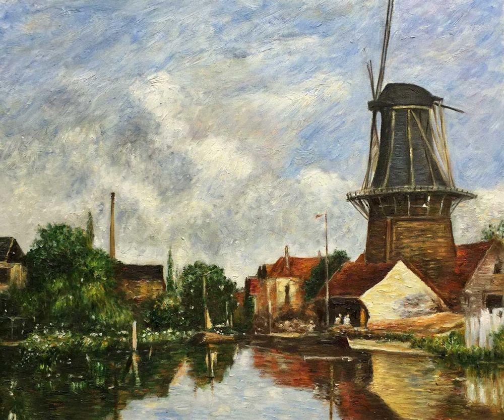 River Scene with Windmill at Dordrecht, Holland