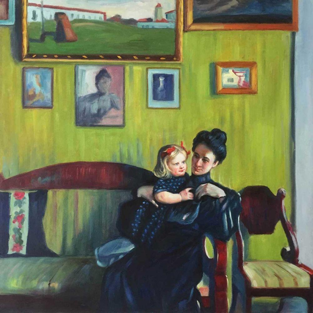 Portrait of Y.E. Kustodieva with Daughter Irina