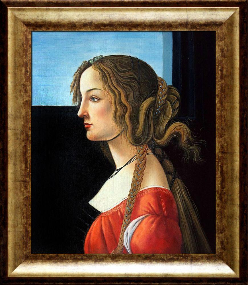 Portrait of Simonetta Vespucci Pre-Framed - Athenian Gold King Frame 20"X24"