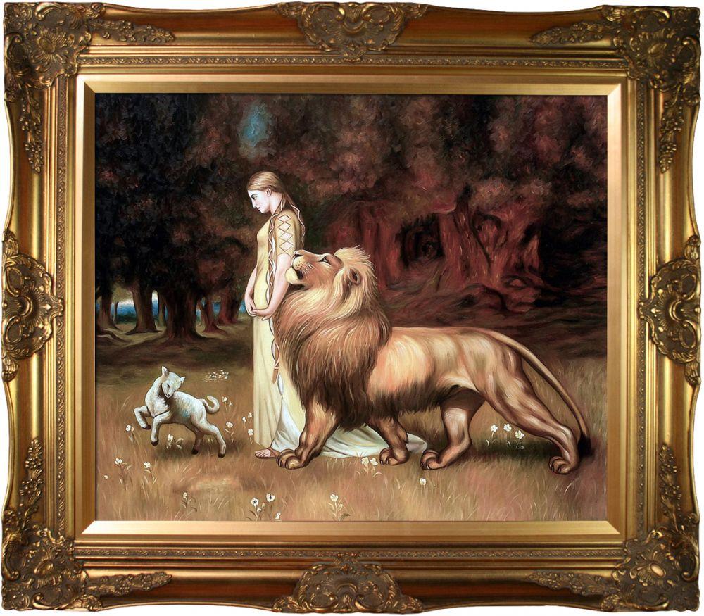 Una and the Lion Pre-Framed - Victorian Gold Frame 20"X24"