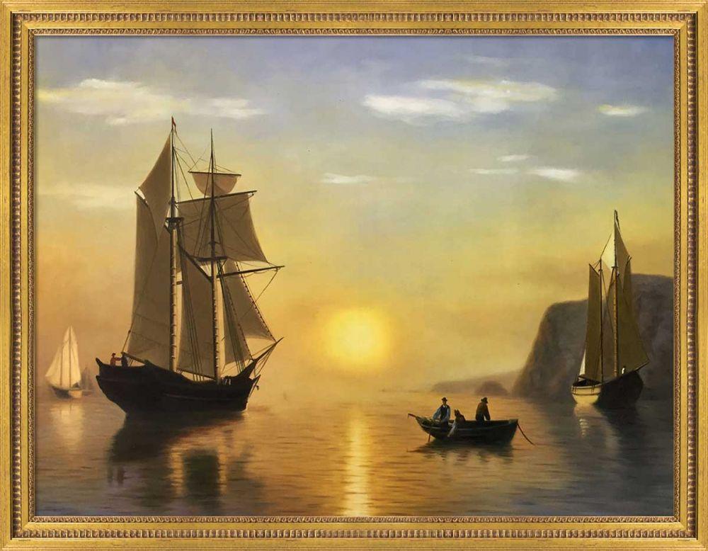 A Sunset Calm in the Bay of Fundy Pre-Framed - Versailles Gold Queen Frame 30" X 40"