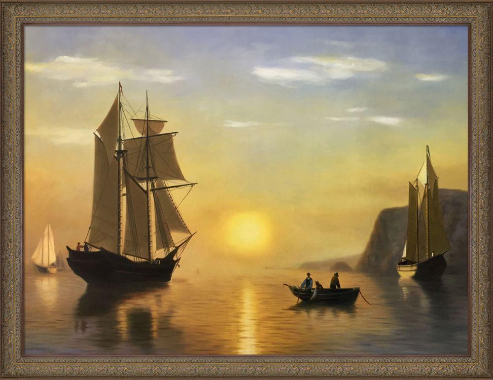 A Sunset Calm in the Bay of Fundy Pre-Framed - Victorian Bronze Frame 30