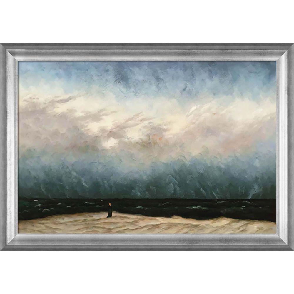 The Monk by the Sea Pre-framed - Athenian Silver Frame 24"X36"