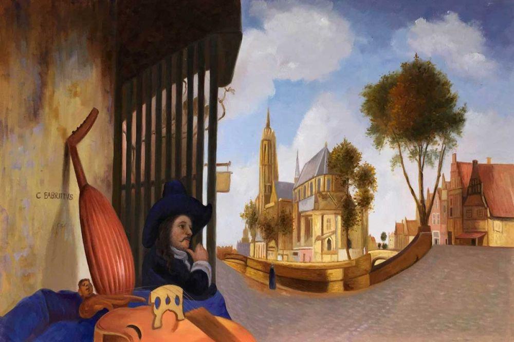 A View of Delft with a Musical Instrument Seller's Stall