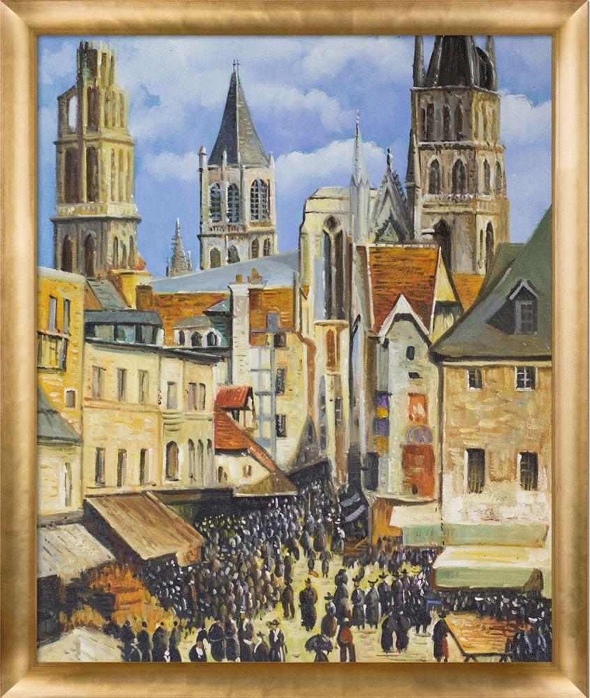 The Old Market at Rouen and the Rue de l'Epicerie Pre-Framed - Gold Luminoso Frame 20"X24"