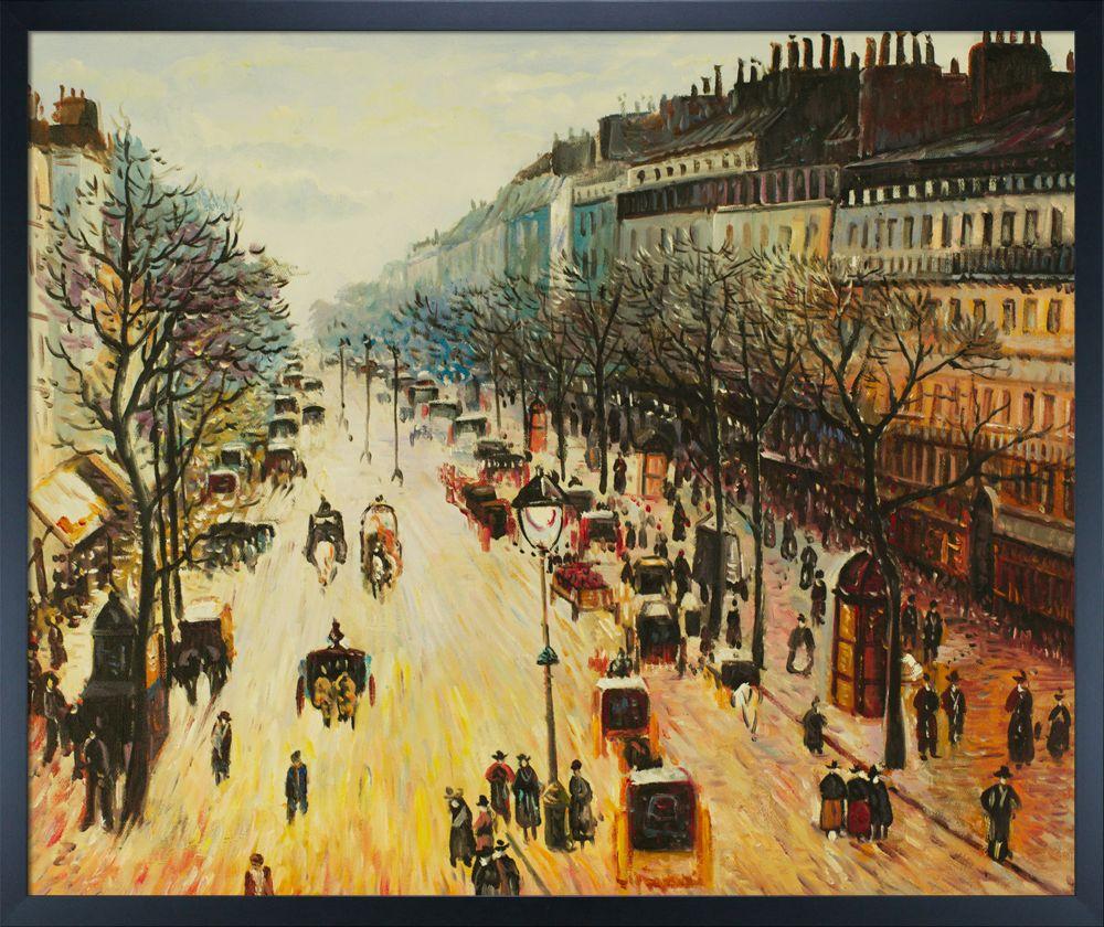 Boulevard Montmartre on a Winter Morning Pre-framed - Studio Black Wood Frame 20"X24"