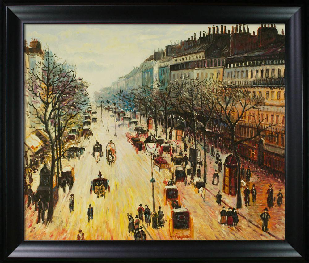 Boulevard Montmartre on a Winter Morning Pre-framed - Black Matte Frame 20"X24"
