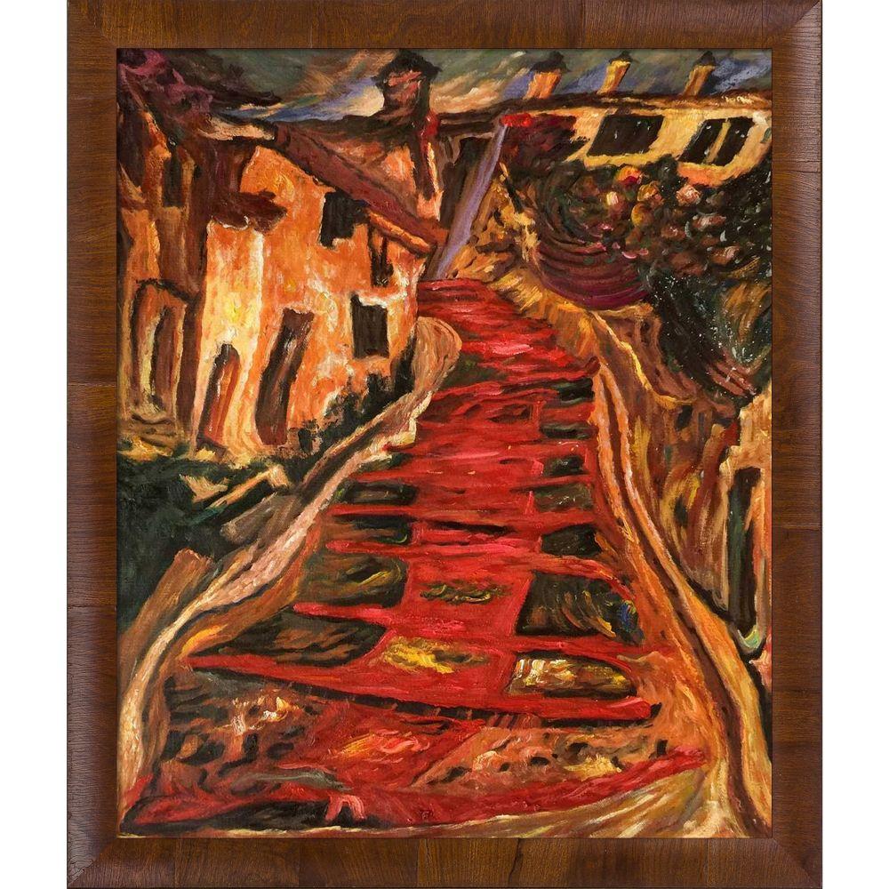 The Red Staircase in Cagnes Pre-framed - Panzano Olivewood Frame 20" X 24"