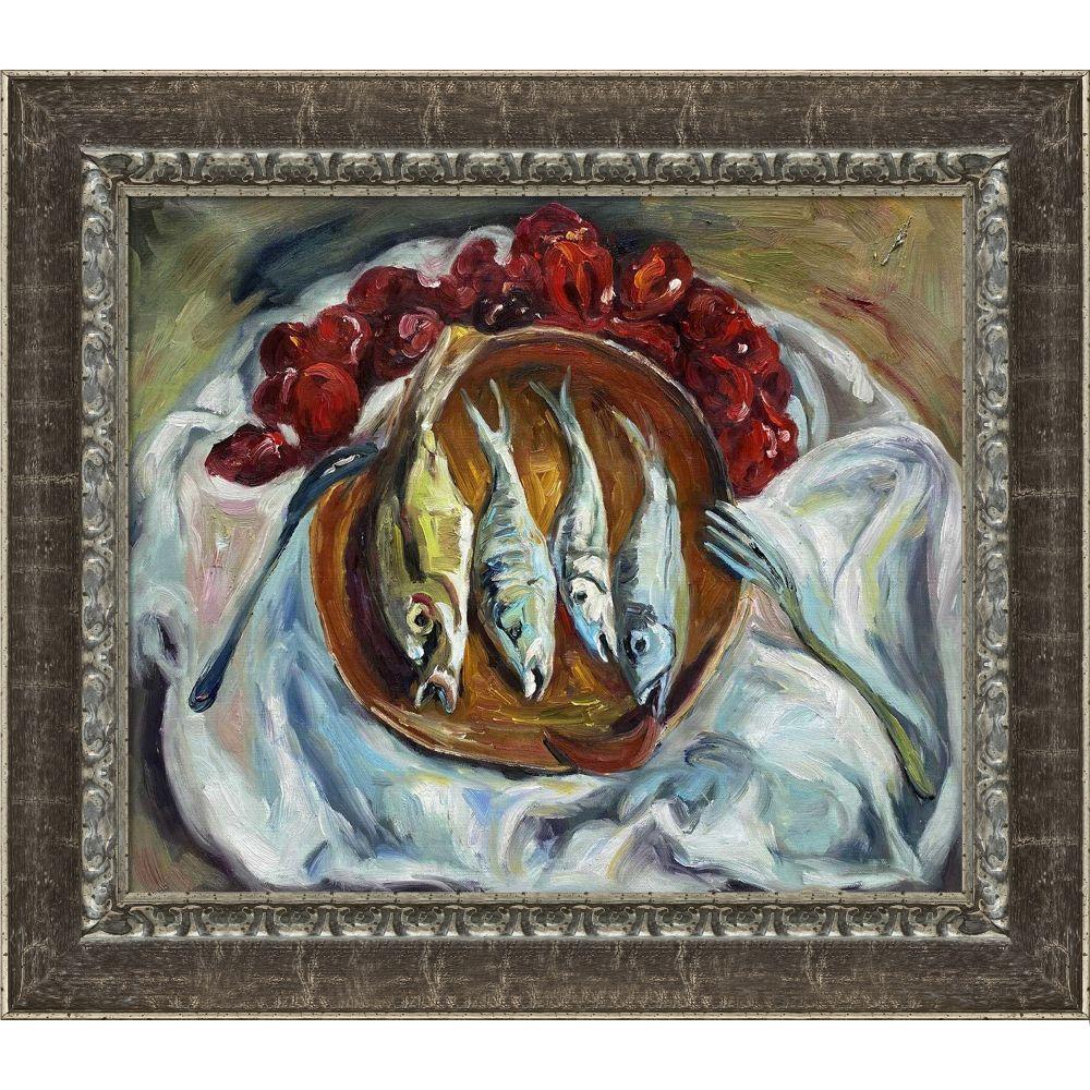 Fish and Tomatoes Pre-framed - Seasoned Sterling Frame 20" X 24"