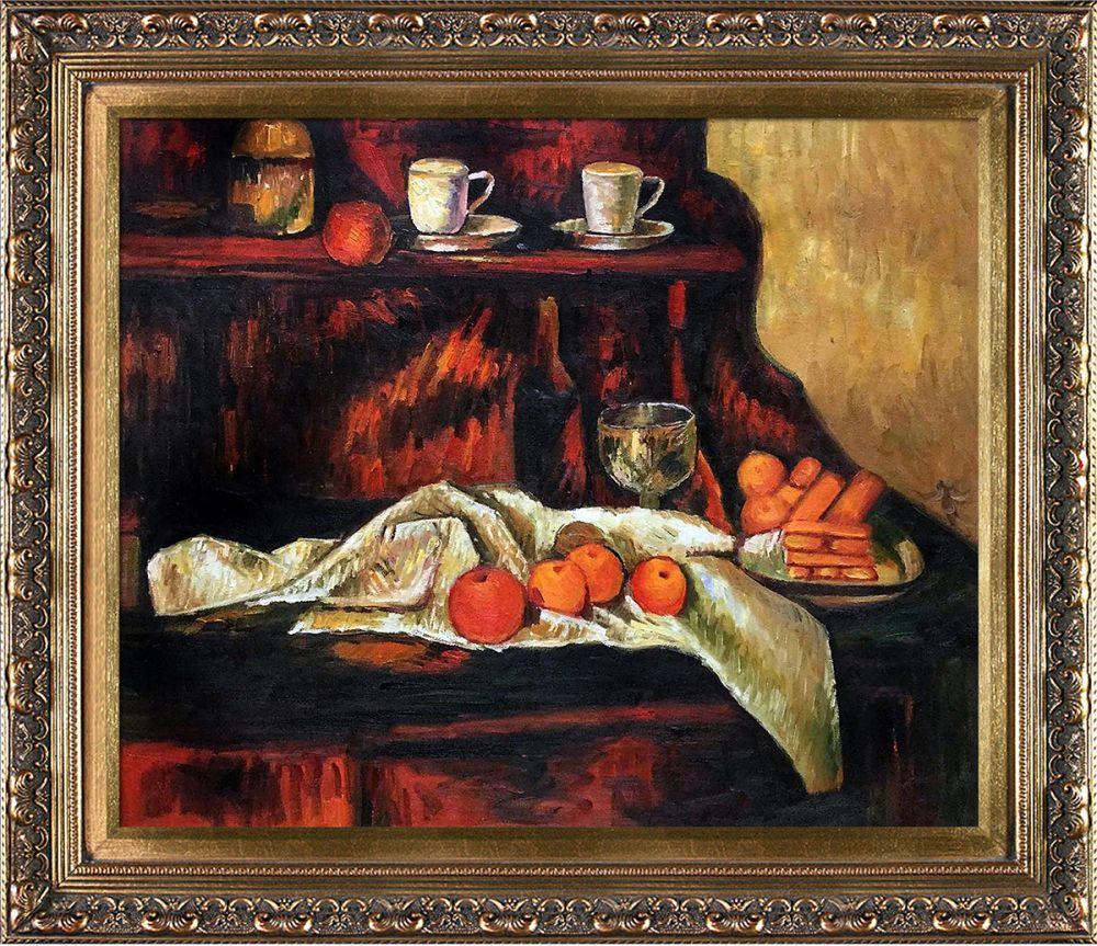 Receptacles, Fruit and Biscuits on a Sideboard Pre-Framed - Baroque Antique Gold Frame 20"X24"