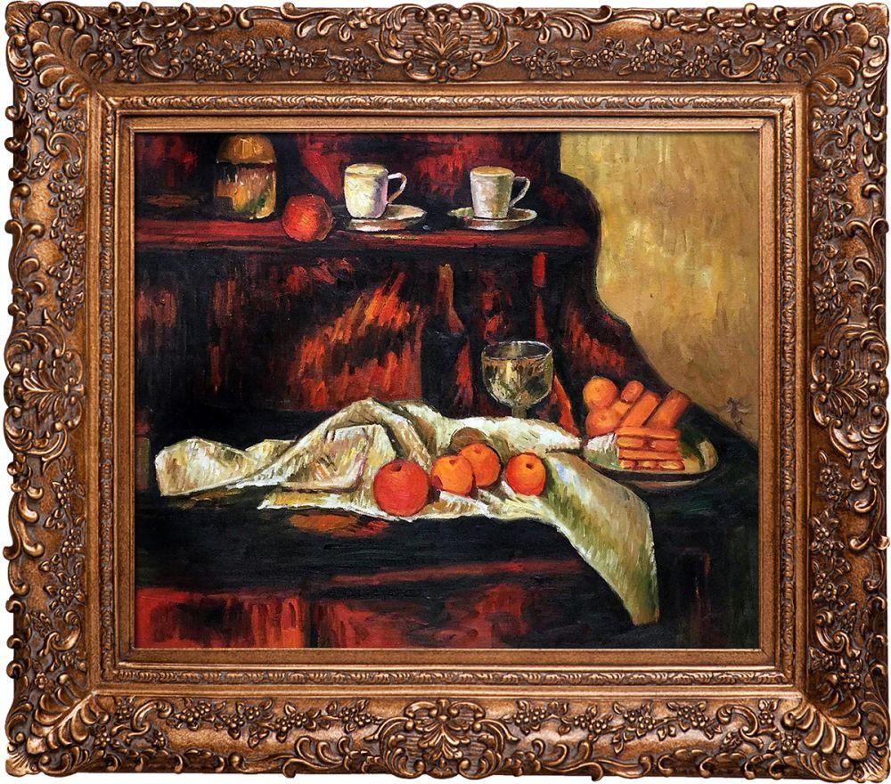 Receptacles, Fruit and Biscuits on a Sideboard Pre-Framed - Burgeon Gold Frame 20"X24"