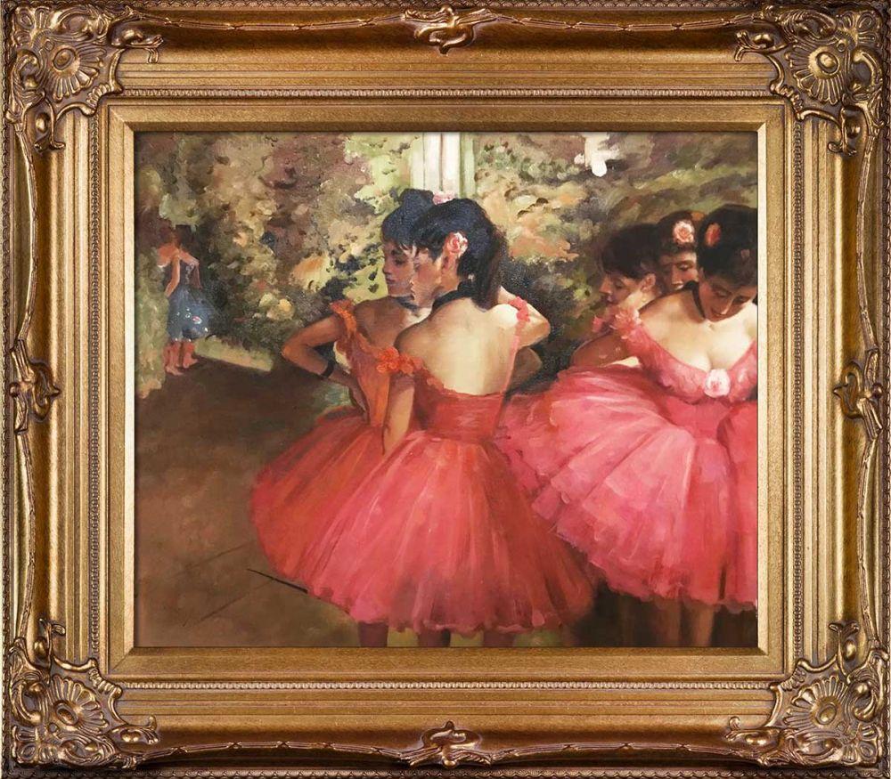 Dancers in Pink Pre-Framed - Renaissance Bronze Frame 20"X24"