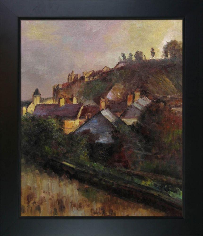 Houses at the Foot of a Cliff (Saint-Valery-sur-Somme) Pre-Framed - New Age Black Frame 20"X24"