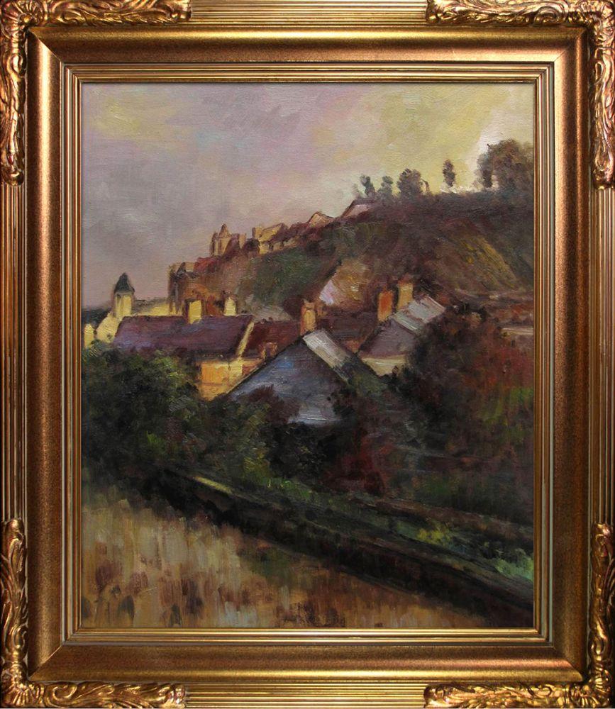 Houses at the Foot of a Cliff (Saint-Valery-sur-Somme) Pre-Framed - Florentine Gold Frame 20"X24"