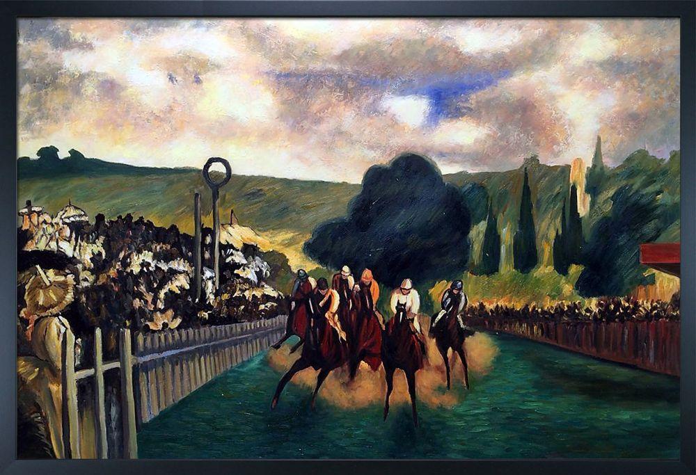 Racing at Longchamp, 1864 Pre-framed - Studio Black Wood Frame 24"X36"