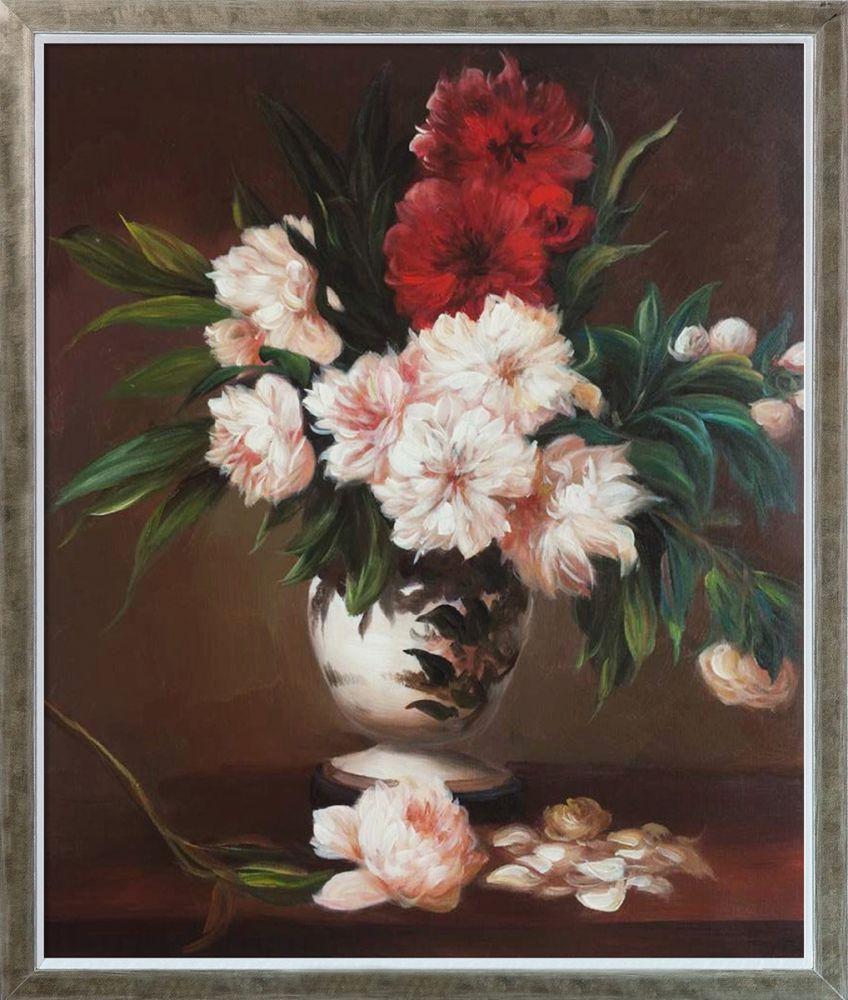 Peonies In A Vase Pre-Framed - Champagne Silhouette Frame 20" X 24"