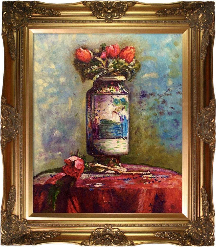 Anemones in a Chinese Vase Pre-Framed - Victorian Gold Frame 20"X24"