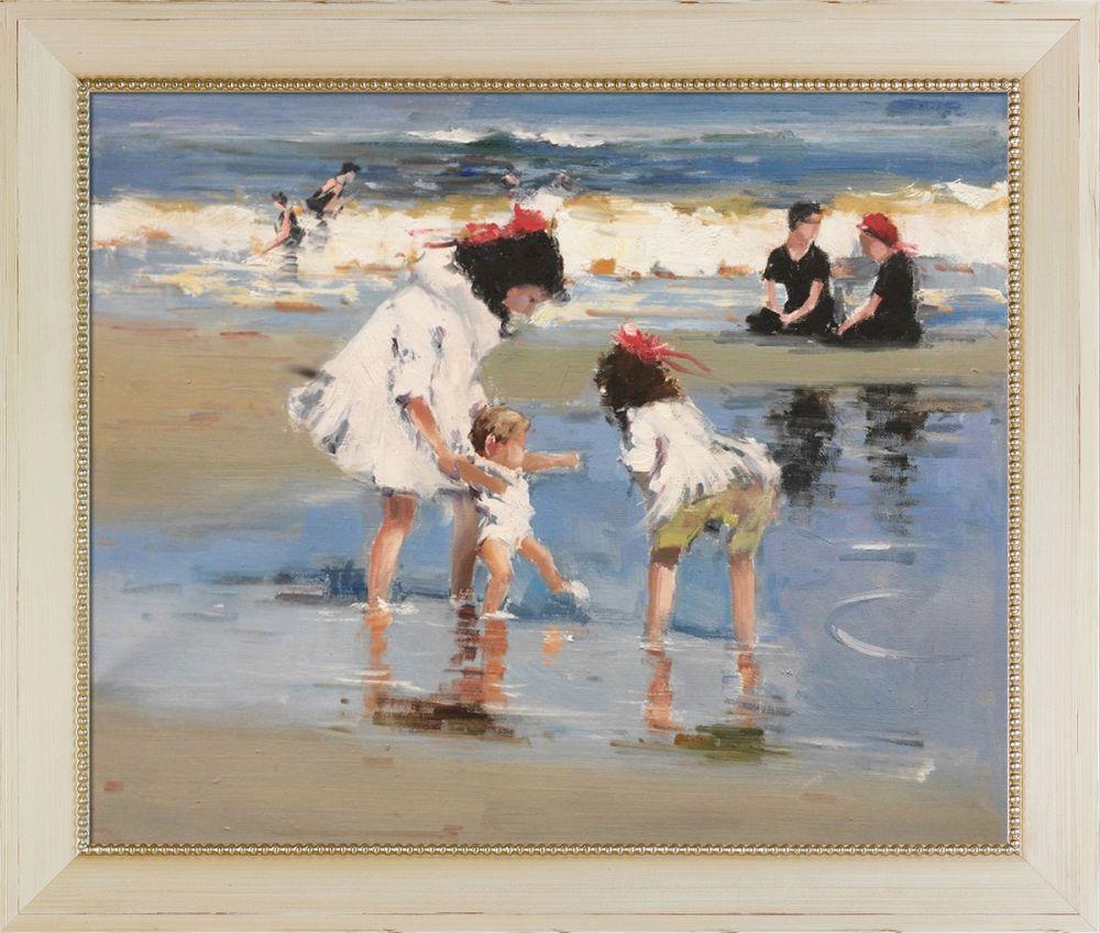 Children Playing at the Seashore Pre-Framed - Constantine Frame 20" X 24"