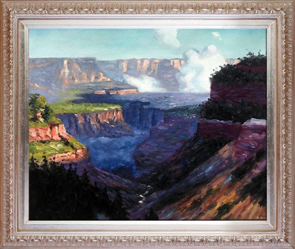 Looking Across the Grand Canyon Pre-Framed - Elegant Champagne Frame 20"X24"