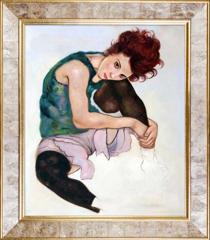 Seated Woman with Legs Drawn Up Pre-Framed - Gold Pearl Frame 20" X 24"