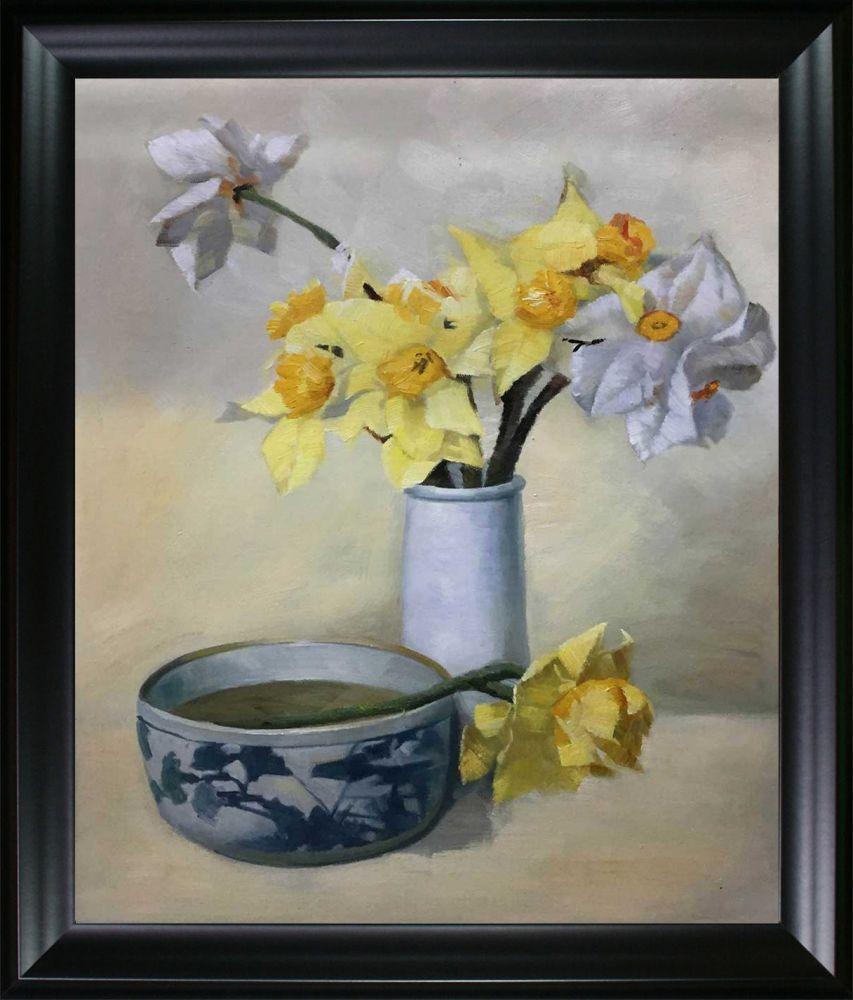 Daffodils and Narcissi Pre-framed - Black Matte Frame 20"X24"