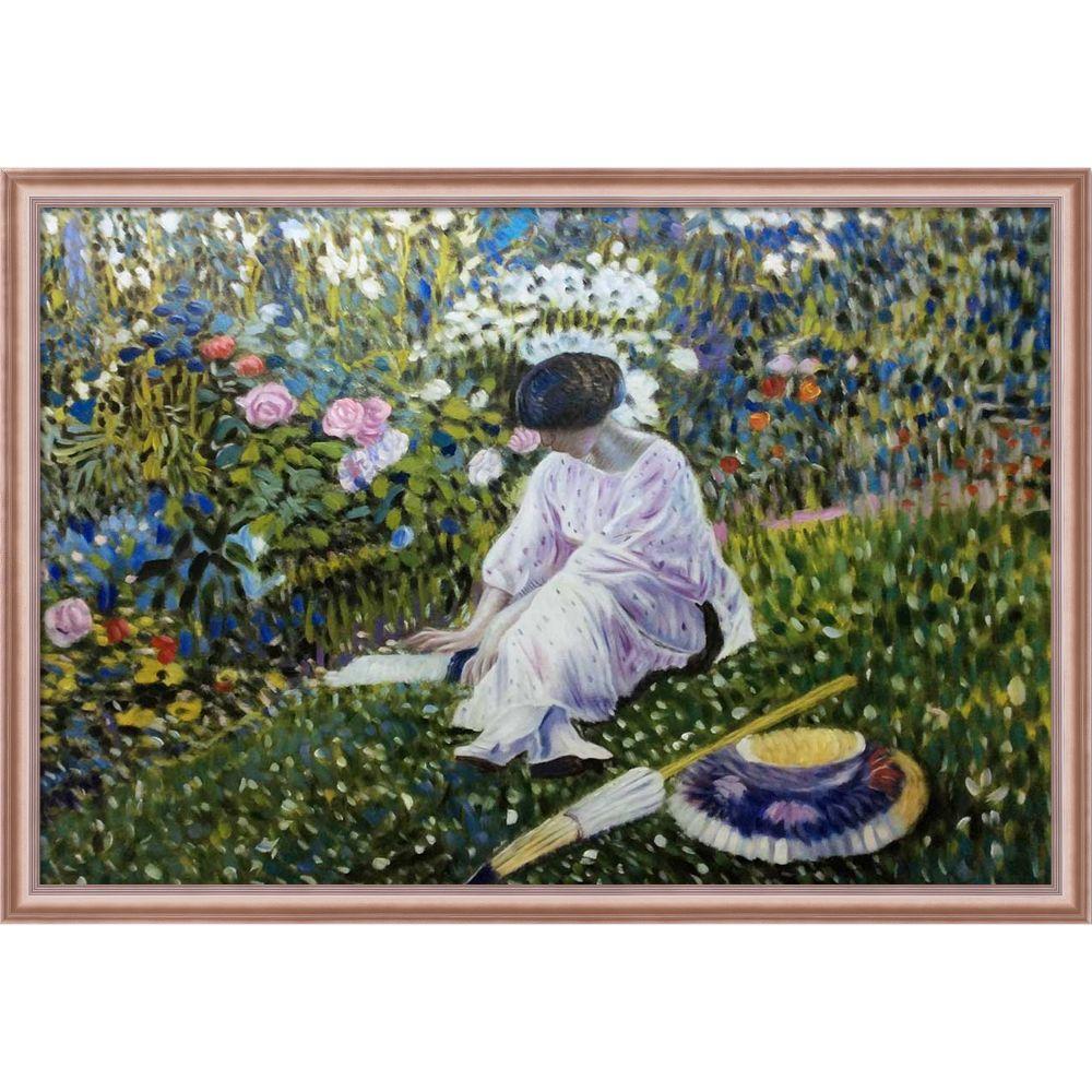 Lady in the Garden in June Pre-framed - Rose Gold Classico Frame 24" X 36"