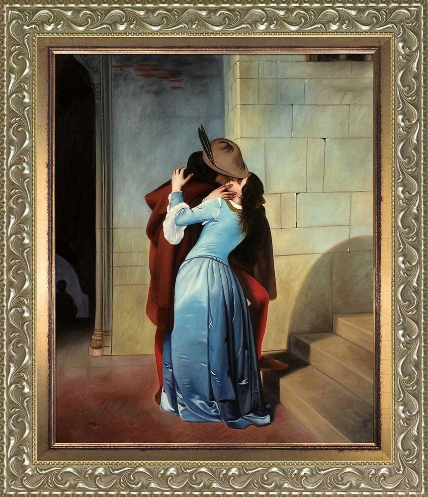 The Kiss Pre-Framed - Rococo Silver and Piccino Luminoso Custom Stacked Frame 20" X 24"