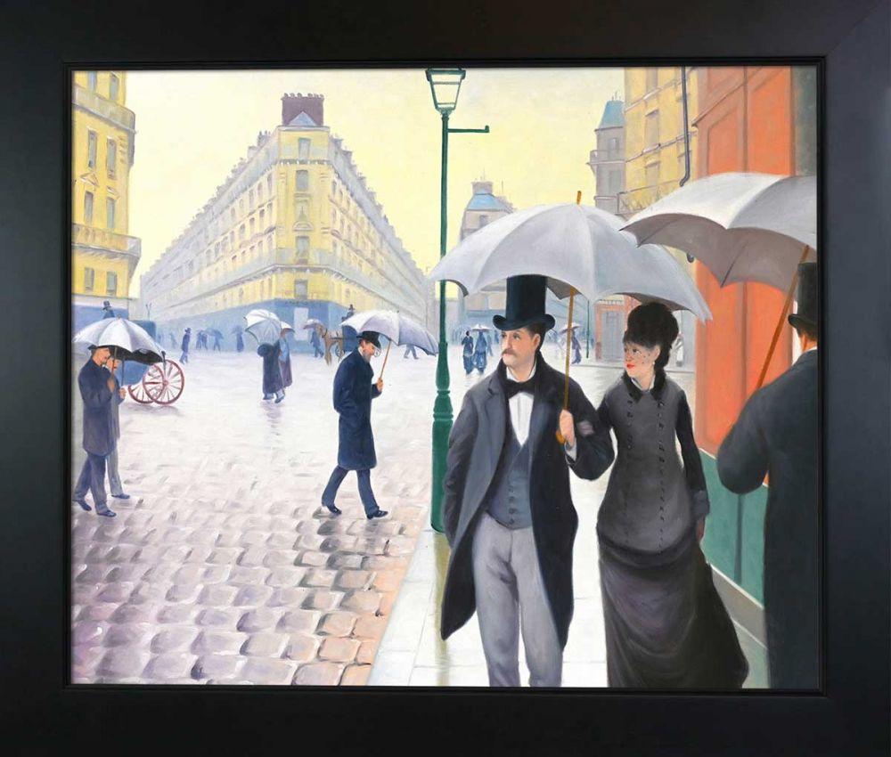 A Paris Street, Rainy Day Pre-Framed - New Age Black Frame 20"X24"