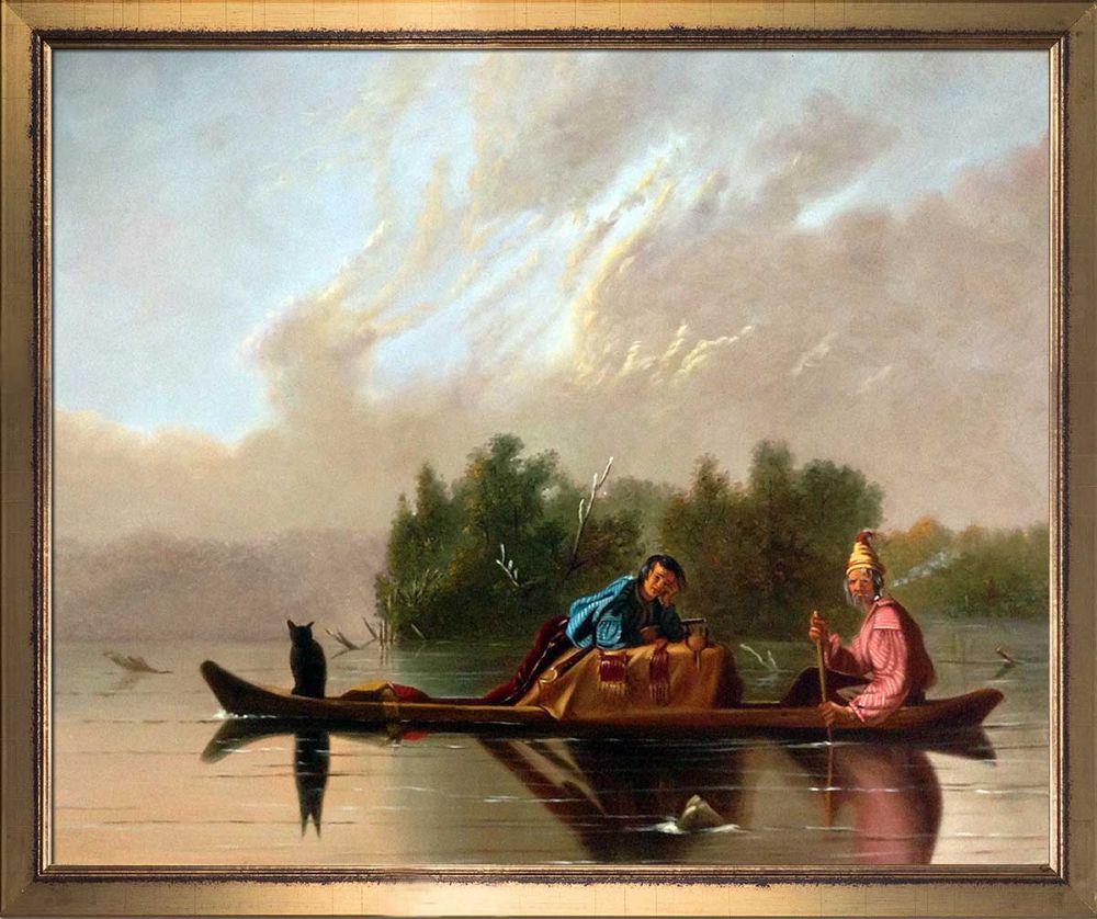 Fur Traders Descending the Missouri, 1845 Pre-Framed - Burnished Gold Frame 20" X 24"