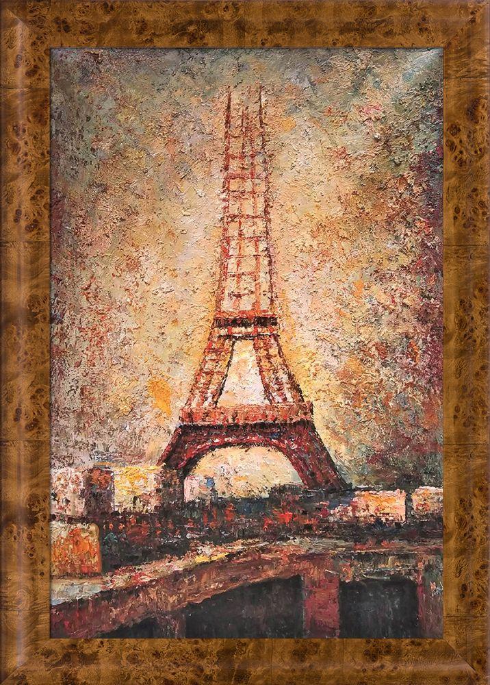 The Eiffel Tower Pre-Framed - Havana Burl Frame 24" X 36"