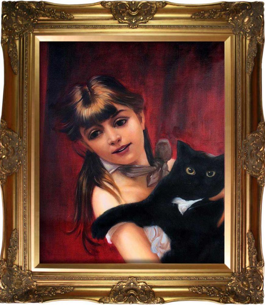 Girl with Black Cat, 1885 Pre-Framed - Victorian Gold Frame 20"X24"