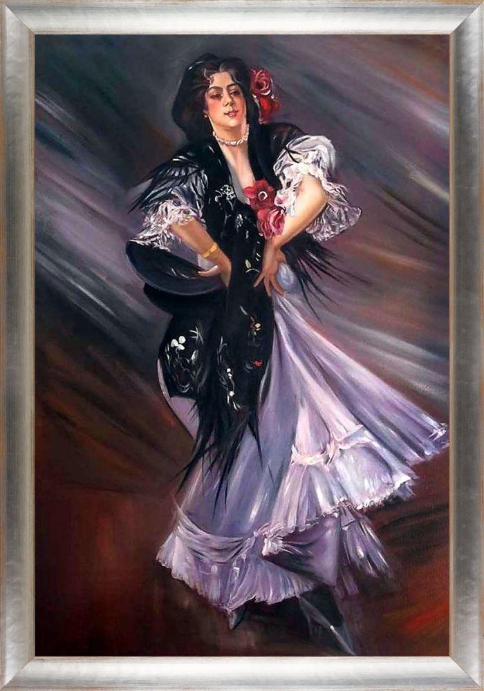 Portrait of Anita de la Ferie The Spanish Dancer Pre-Framed - Spencer Rustic 24" X 36"
