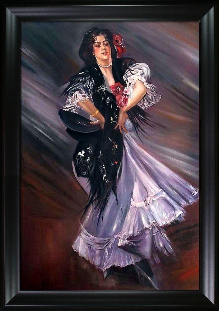 Portrait of Anita de la Ferie The Spanish Dancer, 1900 Pre-framed - Black Matte Frame 24"X36"