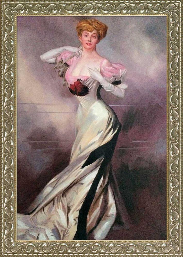 Portrait of the Countess Zichy, 1905 Pre-Framed - Rococo Silver 24"X36"