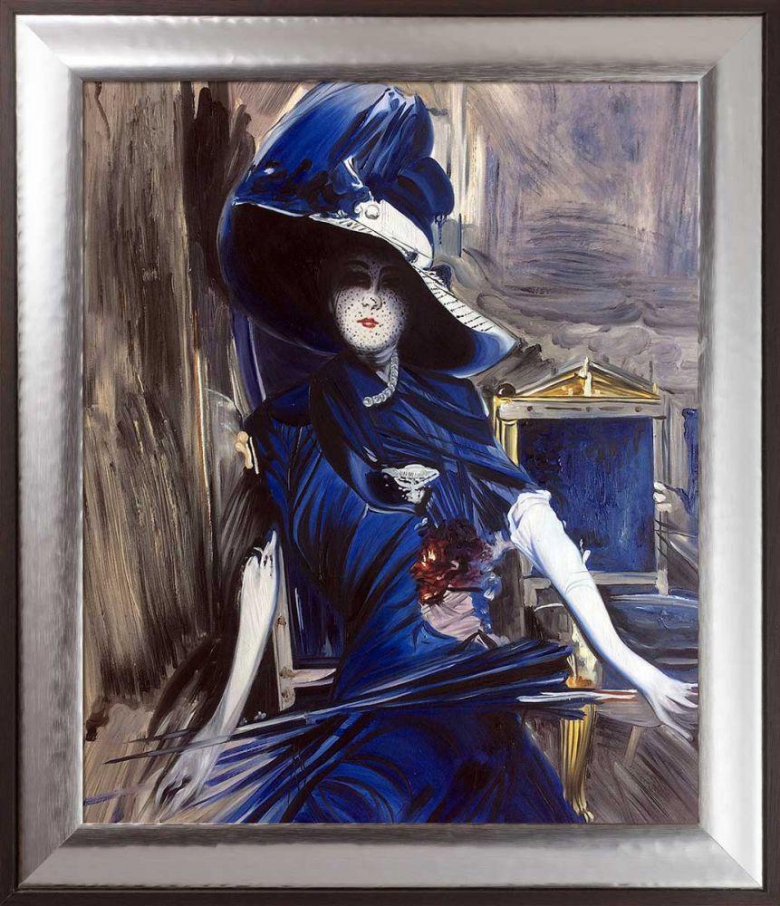 The Divine in Blue Pre-Framed - Magnesium Silver Frame 20" X 24"