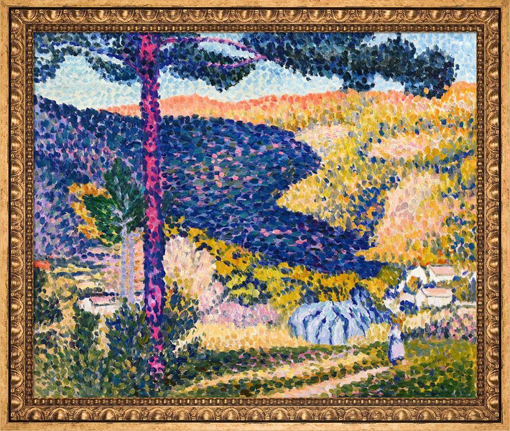 Valley with Fir (Shade on the Mountain) Pre-Framed - Versailles Gold Frame 20" X 24"