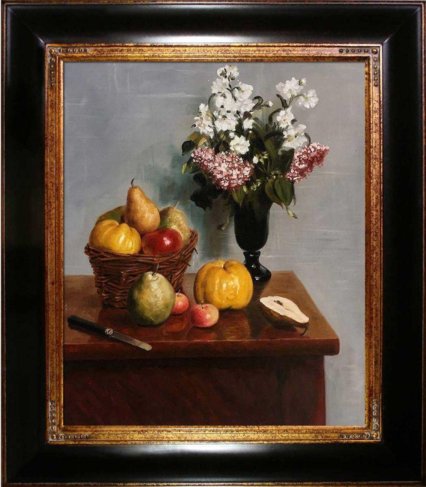Still Life with Flowers and Fruit Pre-Framed - Opulent Frame 20"X24"