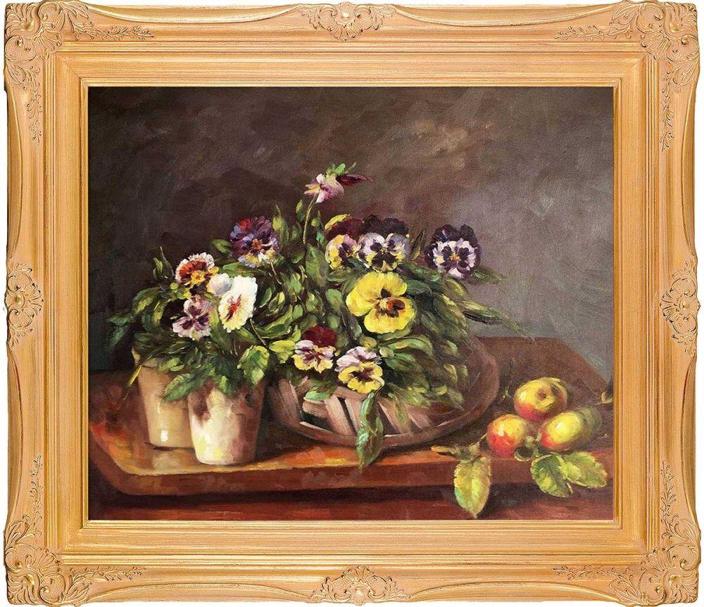 Still Life with Pansies Pre-Framed - Imperial Gold Frame 20" X 24"